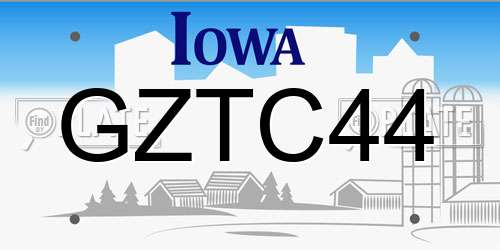 GZTC44 Iowa License Plate