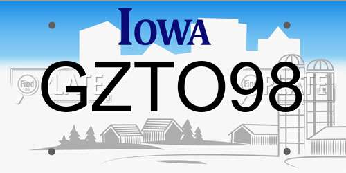 GZTO98 Iowa License Plate
