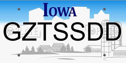 GZTSSDD Iowa License Plate