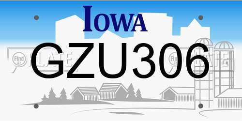 GZU306 Iowa License Plate