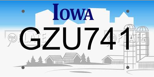 GZU741 Iowa License Plate