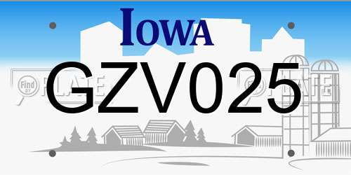 GZV025 Iowa License Plate