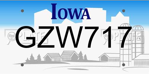 GZW717 Iowa License Plate