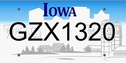 GZX1320 Iowa License Plate