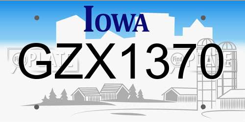 GZX1370 Iowa License Plate
