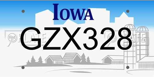 GZX328 Iowa License Plate