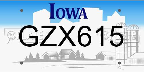 GZX615 Iowa License Plate