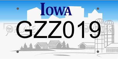 GZZ019 Iowa License Plate