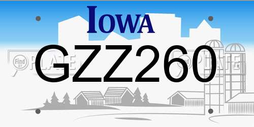 GZZ260 Iowa License Plate