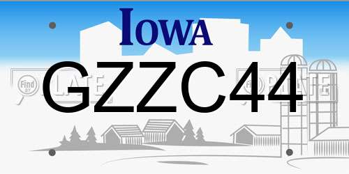 GZZC44 Iowa License Plate