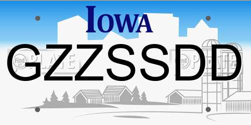 GZZSSDD Iowa License Plate