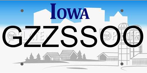 GZZSSOO Iowa License Plate