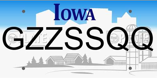 GZZSSQQ Iowa License Plate