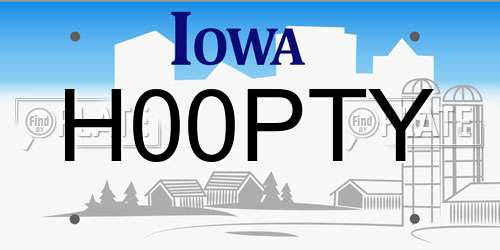 H00PTY Iowa License Plate