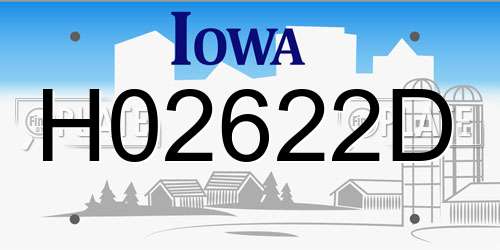 H02622D Iowa License Plate