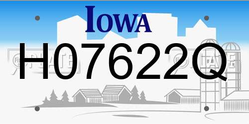 H07622Q Iowa License Plate