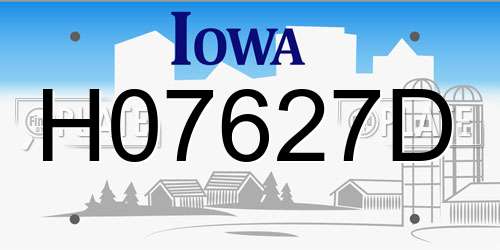 H07627D Iowa License Plate