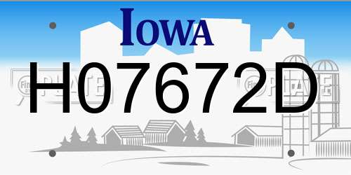H07672D Iowa License Plate