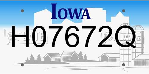 H07672Q Iowa License Plate