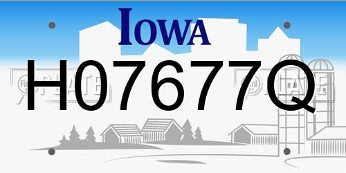 H07677Q Iowa License Plate