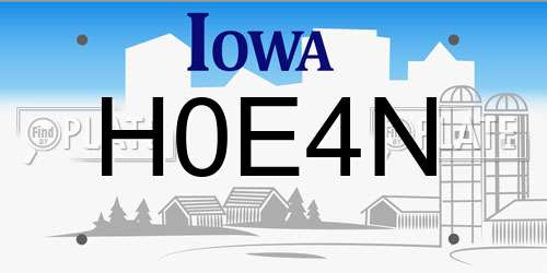 H0E4N Iowa License Plate