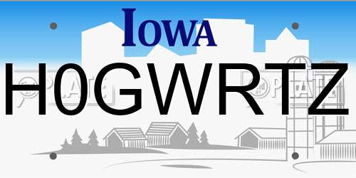 H0GWRTZ Iowa License Plate