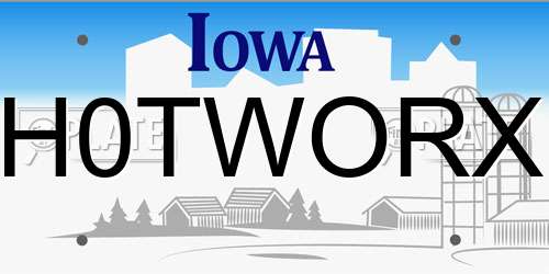 H0TWORX Iowa License Plate
