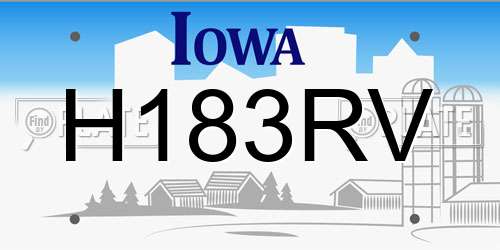 H183RV Iowa License Plate