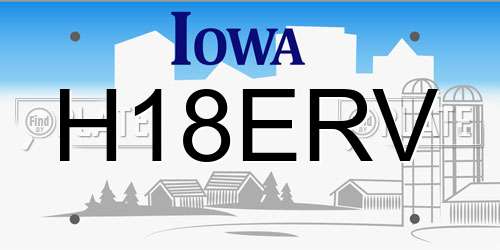 H18ERV Iowa License Plate