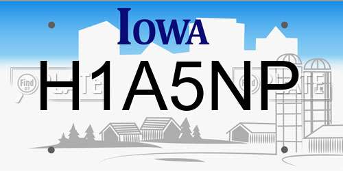 H1A5NP Iowa License Plate