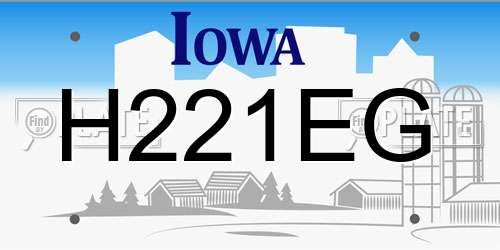 H221EG Iowa License Plate