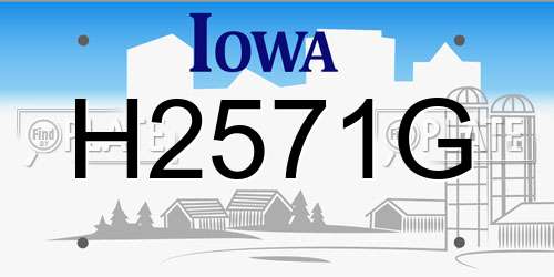 H2571G Iowa License Plate