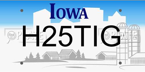 H25TIG Iowa License Plate