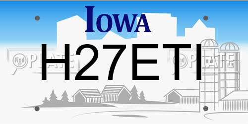 H27ETI Iowa License Plate