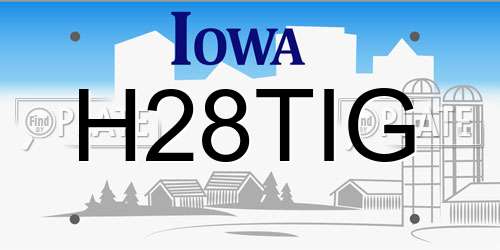 H28TIG Iowa License Plate
