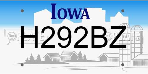 H292BZ Iowa License Plate