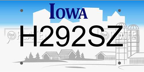 H292SZ Iowa License Plate