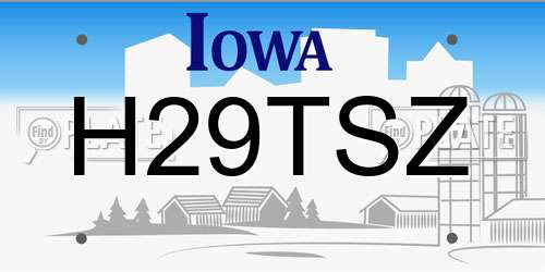 H29TSZ Iowa License Plate