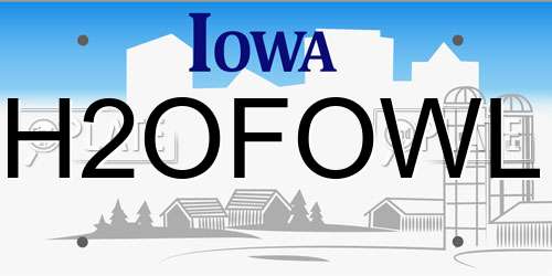 H2OFOWL Iowa License Plate