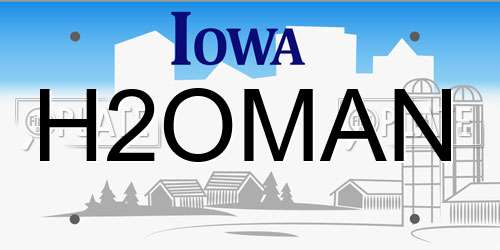 H2OMAN Iowa License Plate
