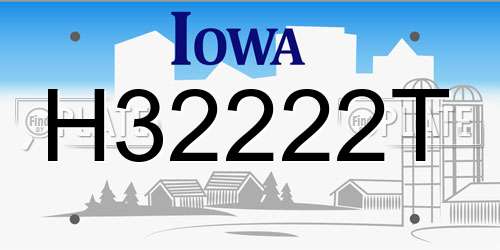 H32222T Iowa License Plate