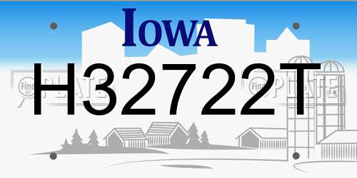 H32722T Iowa License Plate