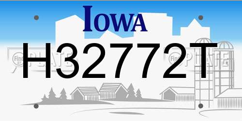 H32772T Iowa License Plate