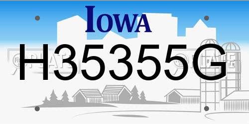 H35355G Iowa License Plate
