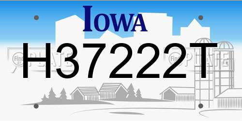 H37222T Iowa License Plate