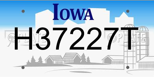 H37227T Iowa License Plate