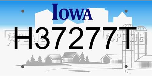 H37277T Iowa License Plate