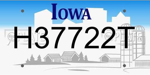 H37722T Iowa License Plate
