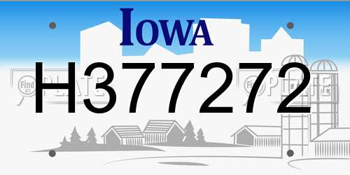 H377272 Iowa License Plate