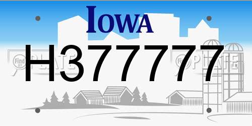 H377777 Iowa License Plate
